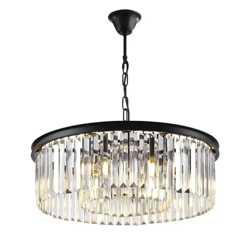 

Nordic Luxury Ceiling Lights Chandelier E14 Hanging Lamp Black Gold K9 Crystal Chandelier for Bedroom Living Room