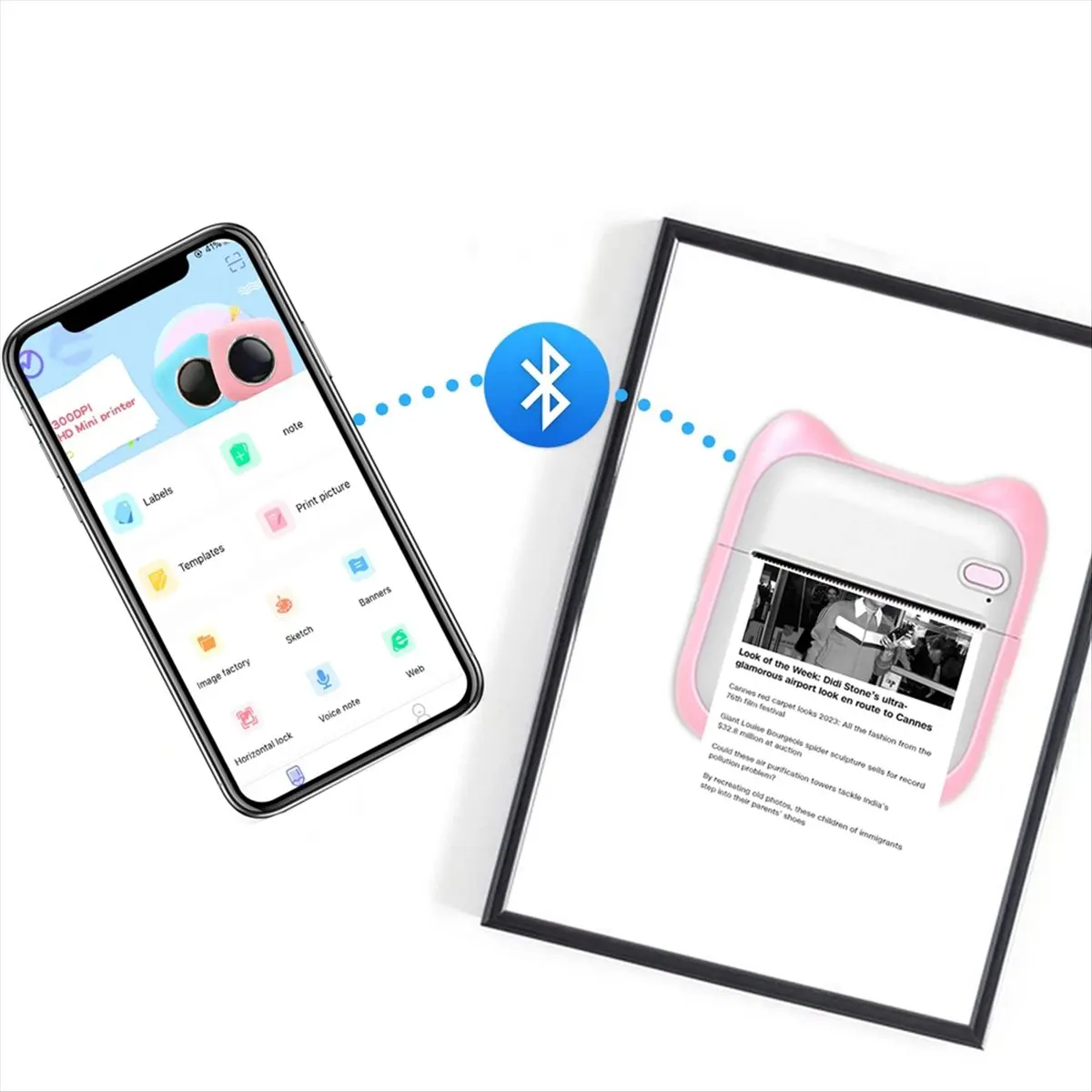 【Best Seller】Mini Printer Sticker Maker, Portable Thermal Sticker Printer, Mini Inkless Printer with 10 Roll Paper and 5 Color P