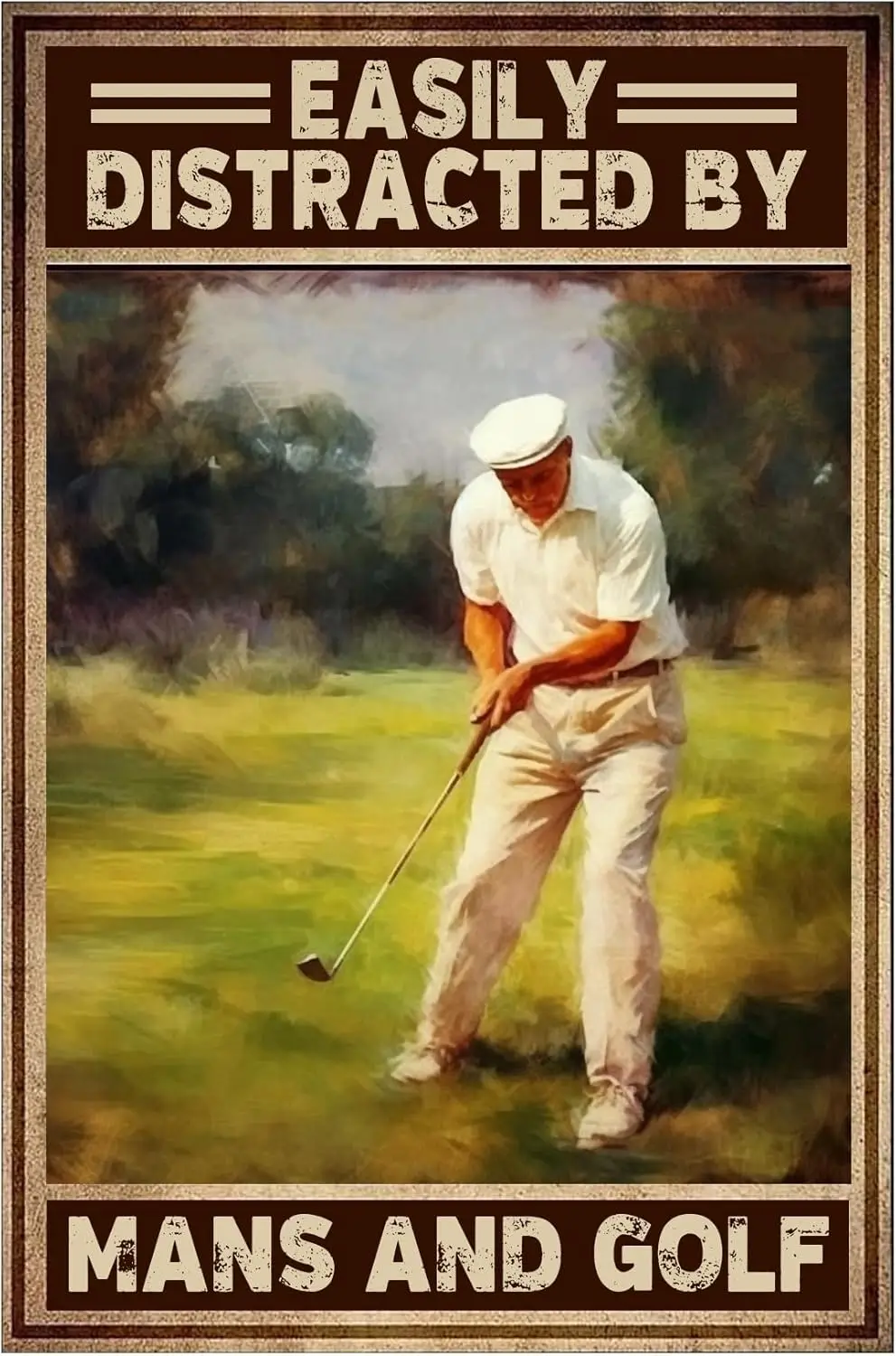 1p,Golf Distraction Metal Sign IN - Classic Americana Wall Decor for Arbor Day Garden Parties & Modern Horticulture Theme Ro