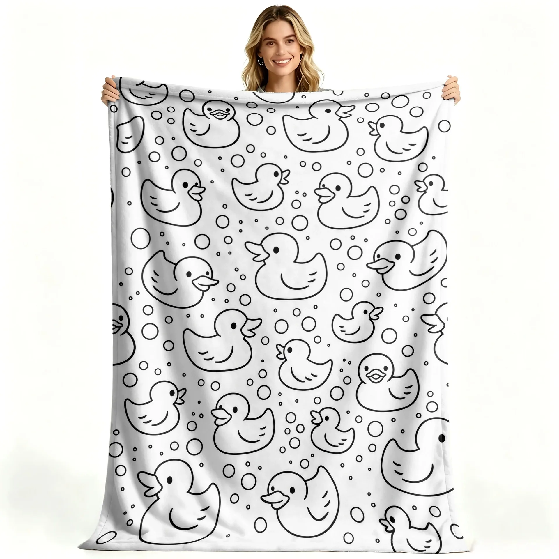 Van Gogh Inspired Night Scene Outline Blanket Swirl Star Sky Village Doodle Blanket Light Throw Blanket for Study Room