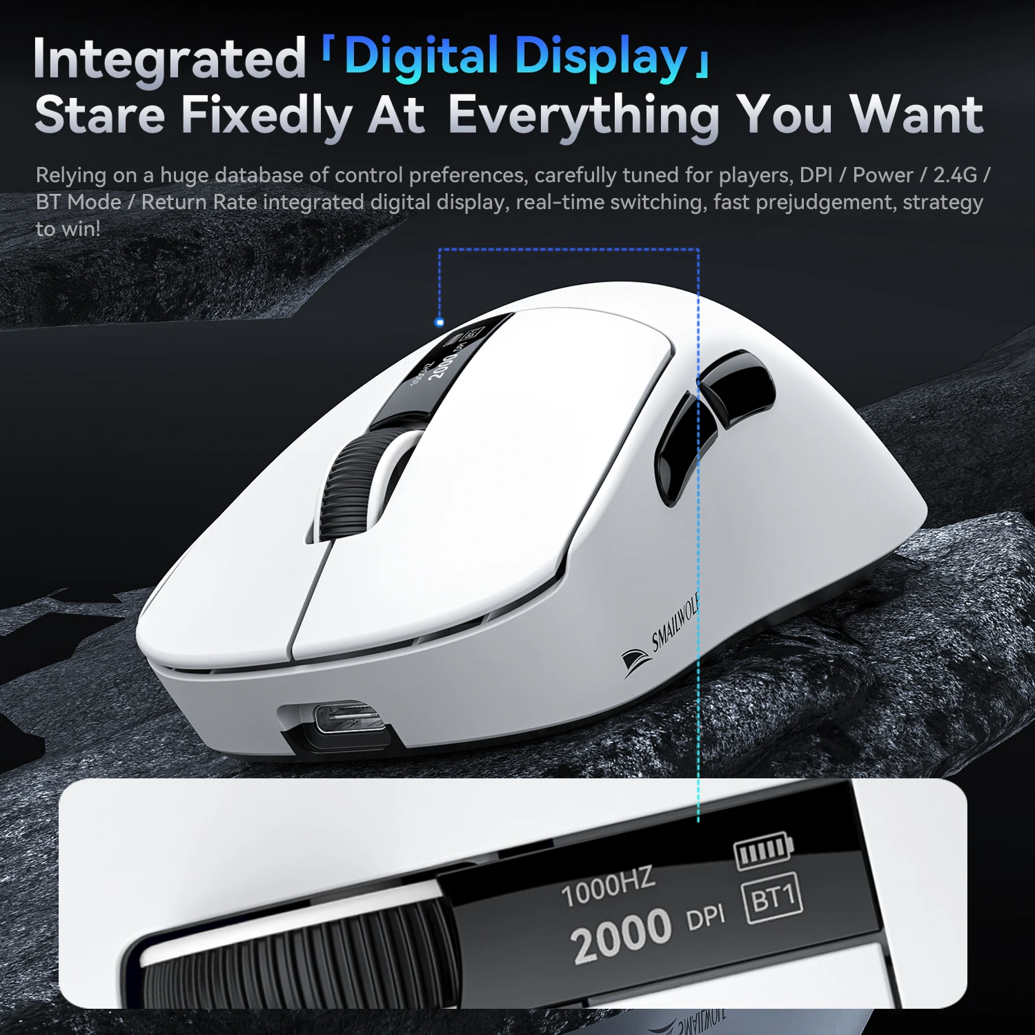 Smailwolf M6 Mouse para jogos sem fio Bluetooth commutação de três modos, carregamento magnético, sensor PAW3311, ultraleve, ergonômico