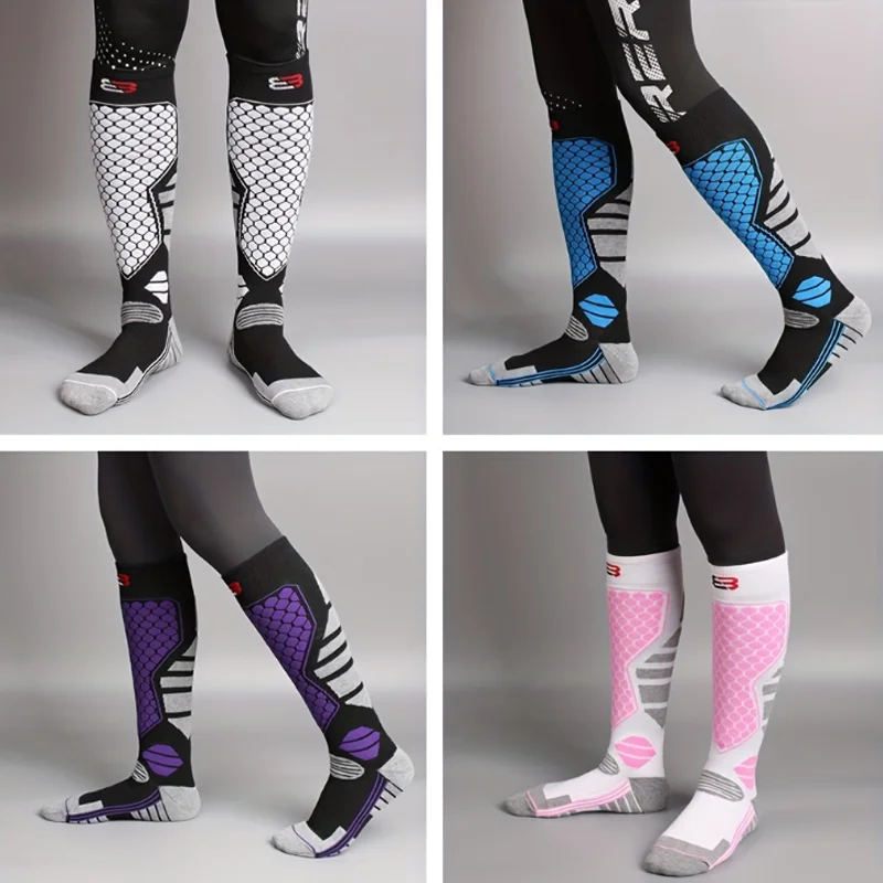 1/2/3 Winter Ski Long Socks Professional Sport Unisex Quick Dry Hiking Socks Compression Warm Thickened Knee High Snowboard Sock