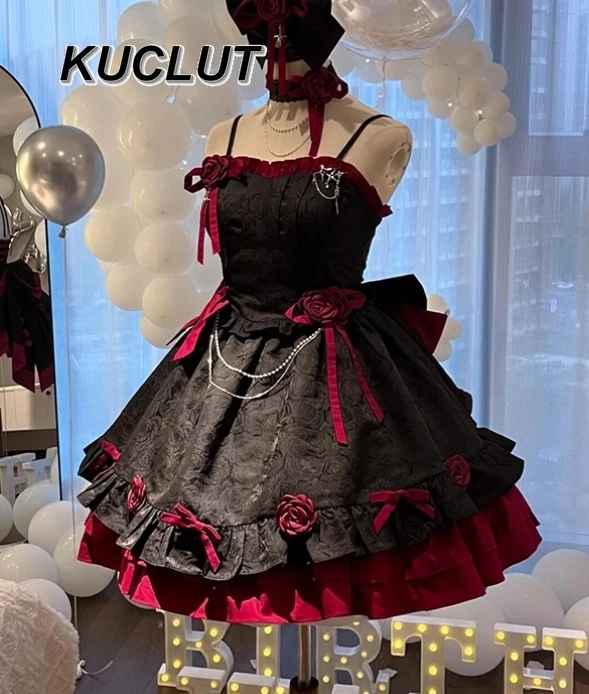Goth Lolita Dress Jsk Romantic Y2k Sweet Cool Spaghetti Strap Abiti da principessa per le donne 2025 Nuova moda Primavera Estate
