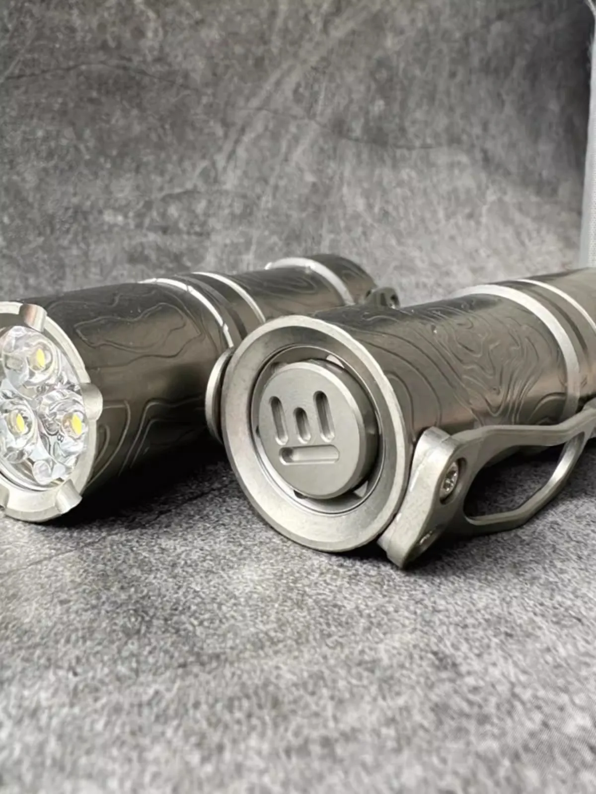 1 Piece Portable Pocket Titanium Alloy TC4 18350 Strong Light Three Eye Torch Flashlight ( without battery)