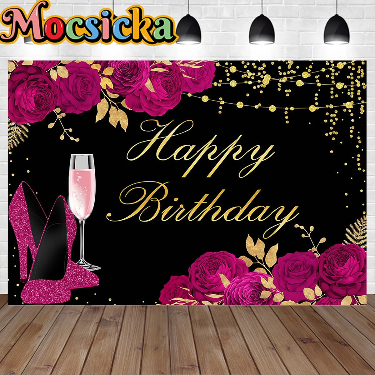 Balloon Decoration Birthday Party Glitter Background Poster Pink Sliver Dot Sweet Girl Women Photo Flower Backdrop Studio Banner