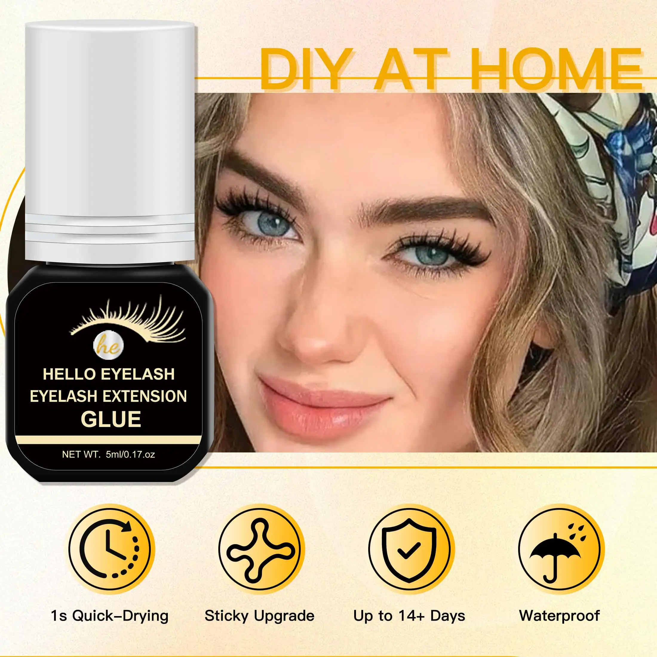 DIY-wimperlijm, langdurig, kan wimpers afvallen houden voor 2-3 weken, geschikt voor thuisgebruik / droogt in één seconde