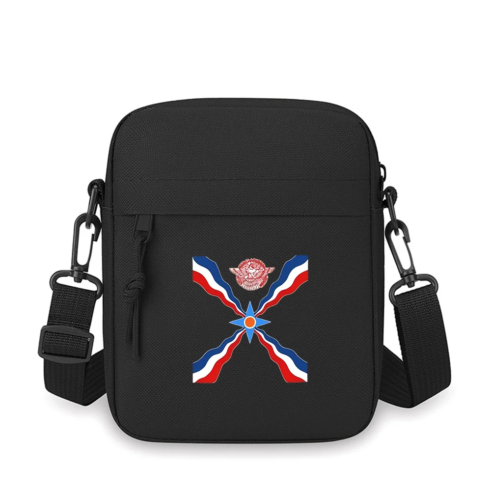 Blue star Red white waves Black background emblem Men Crossbody Bag Single Shoulder Women Cartoon Anime Film Printing Design Uni
