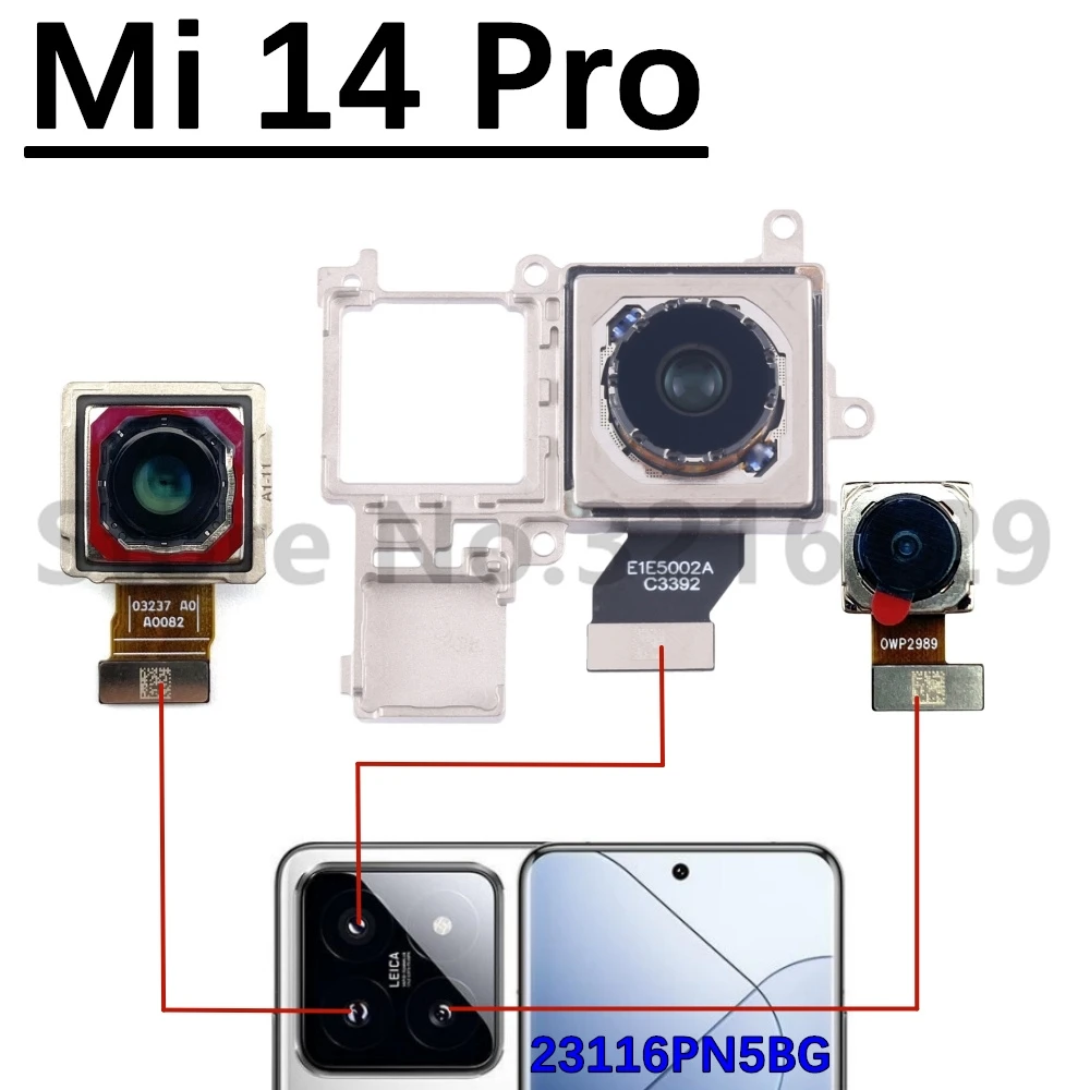 الكاميرا الرئيسية المواجهة الخلفية لشاومي 14 برو Mi14 14Pro الجبهة Selfie كاميرا خلفية واسعة وحدة الكابلات المرنة أجزاء