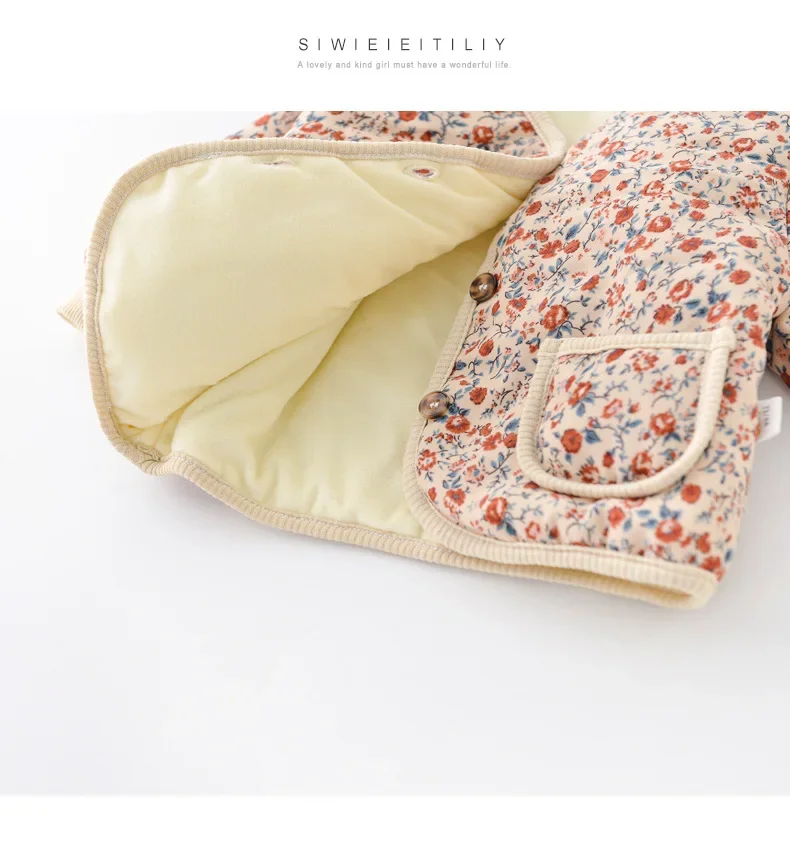 OLEKID 2026 Winter Baby Warme Kleidungssets Niedlicher Leoparden-Blumen-Mantel + Hose 2-teiliger Anzug Vintage Baby Mädchen Outfits Säuglings-Jacken-Set – Detail 10