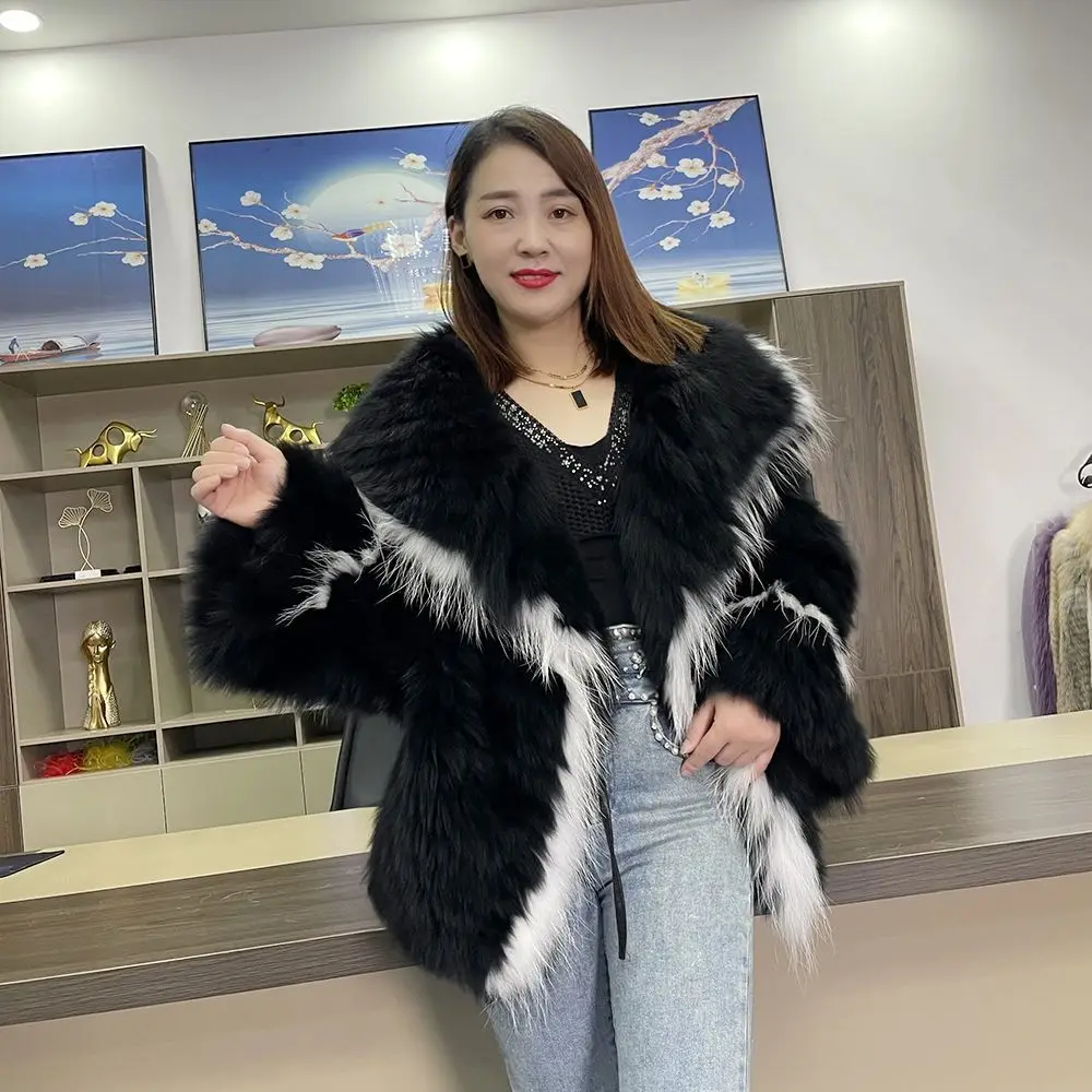 2023 Hot Sales New Women Winter Coat Natural Fluffy Fur Jacket Fashion Real Fox Fur Luxury Clothes Ladies High-End Streetwear