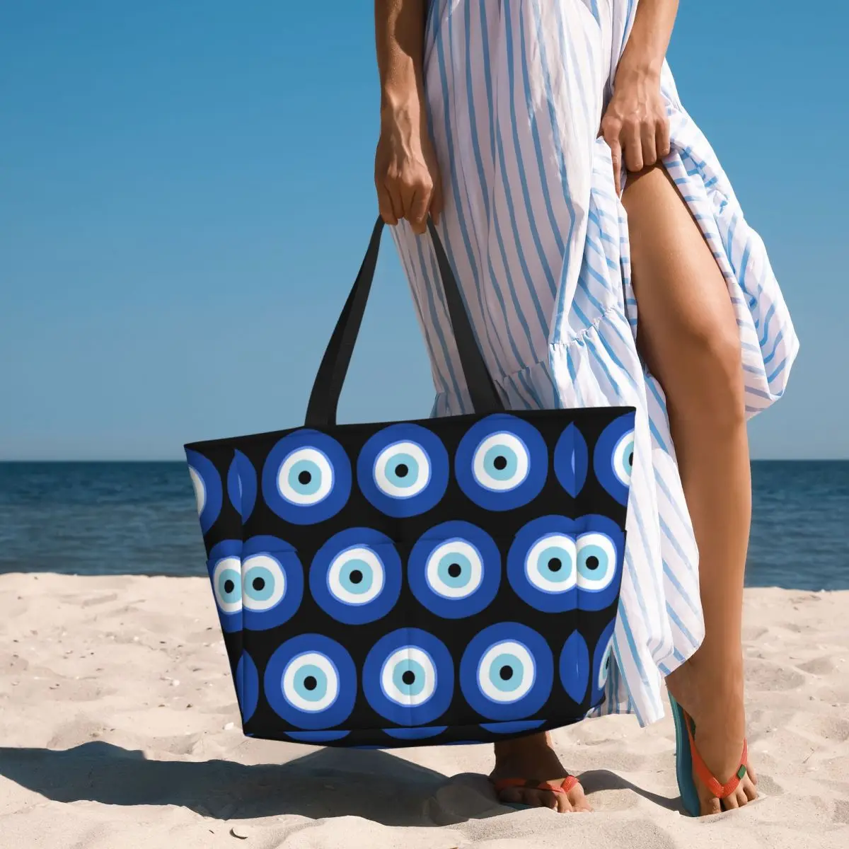 

Greek Turkish Evil Eye Beach Tote Bag Sport Gym Yoga Duffle Large Tote Bag Women Travel Bag Fitness bag