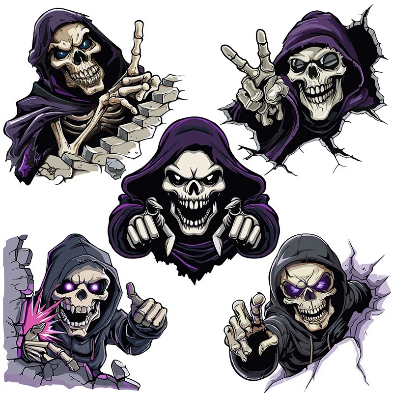 

Halloween Car Stickers Dark Skull Decals for Motorcycle/Bike/Vehicle | Scary Face Vinyl Wrap Cover Scratches 7 Designs