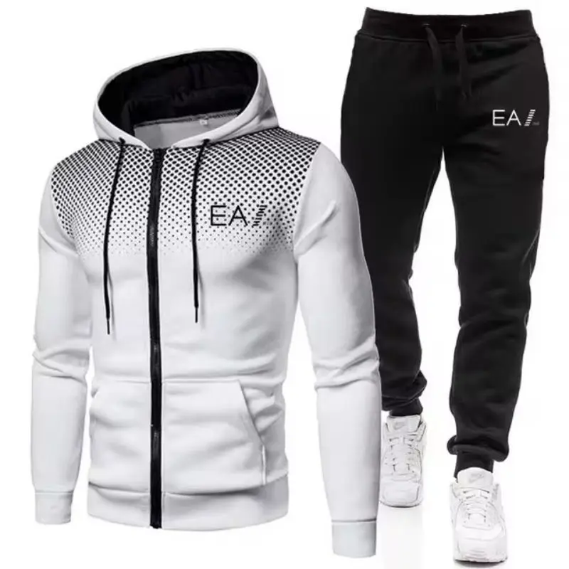 

Men's casual sportswear, luxury sports suit with hood and pants, running suit and outdoor fitness, new products for 2024