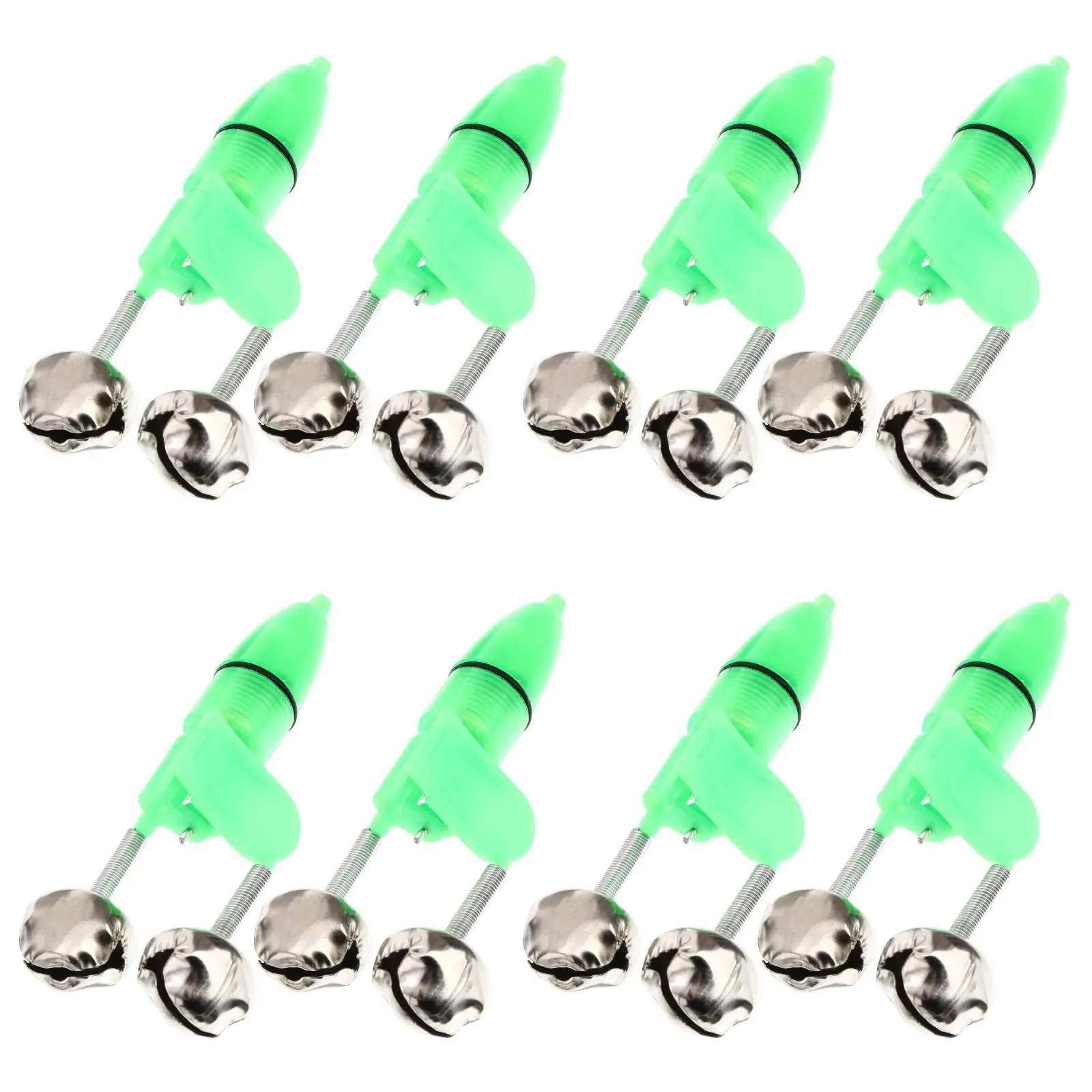 

20 Sets Fishing Alarm Bells Indicator Green Lamp Rod Alarms Dual Accessories Plastic Metal Ring