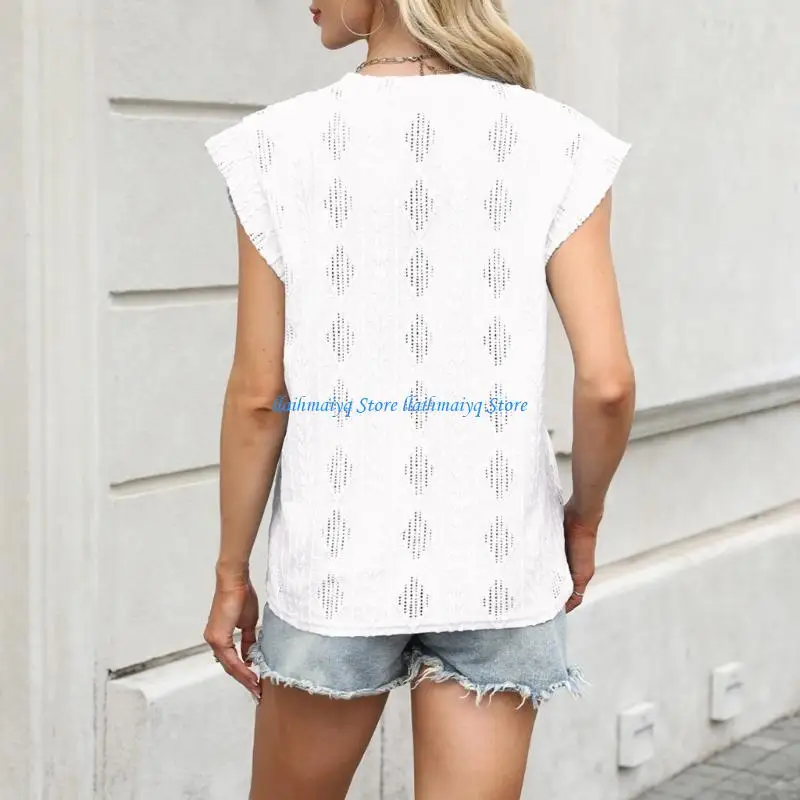 

573B Women's Short Sleeve T-Shirt Neck Summer Casual Loose Blouses Top Tees