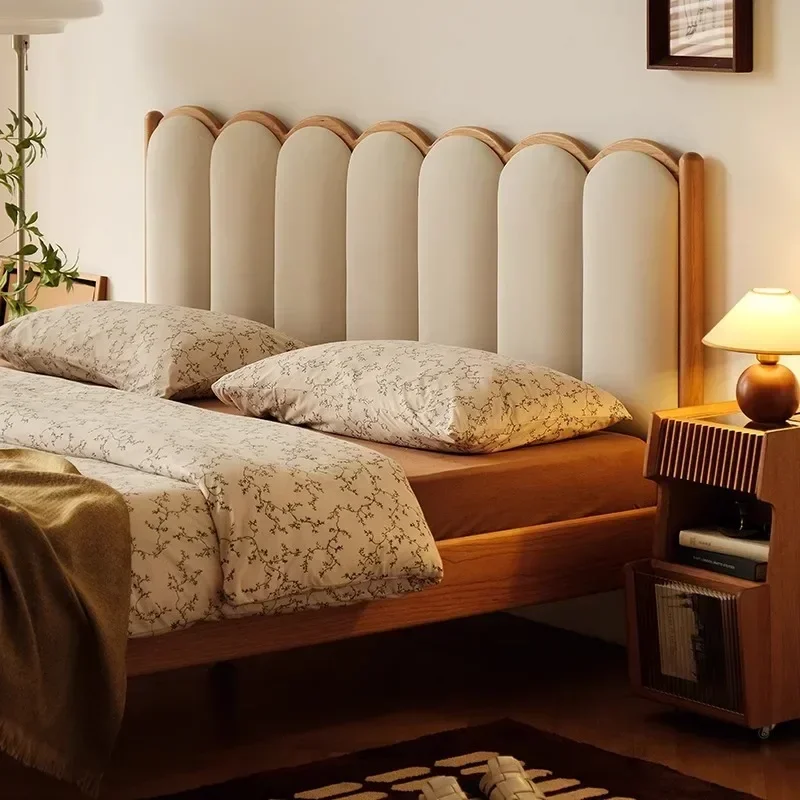 Cherry wood retro 1.5m bed 1.8m master bedroom wave bed