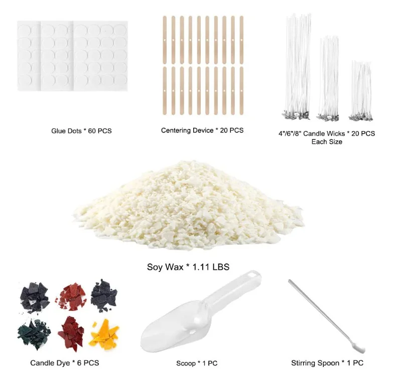 Soybean Wax Candle Production Supplies DIY Candle Process Tools Soybean Wax Flakes Candle Dye Cotton Candle Core