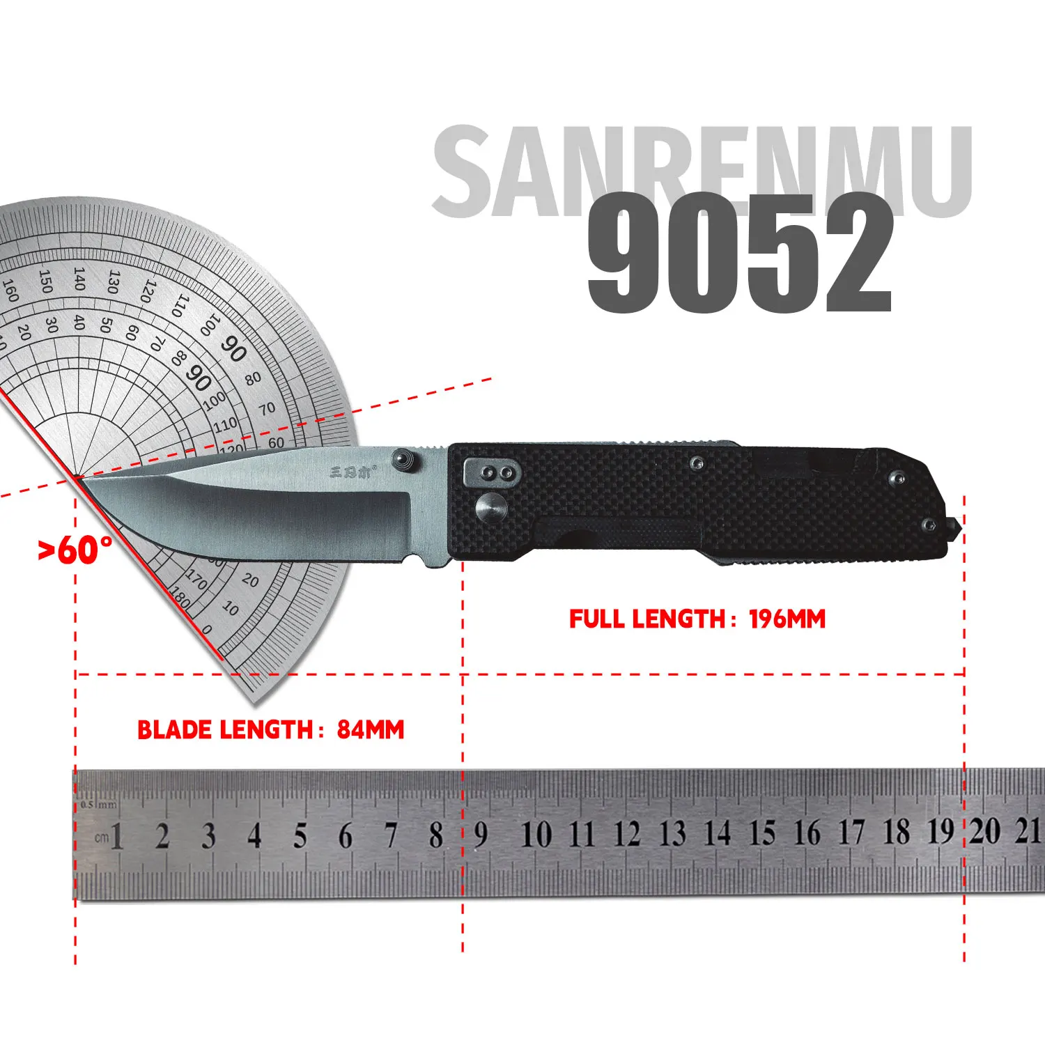 SANRENMU 9052 Multifunctional Folding Knife Outdoor Camping Survival Tool Edc Pocket Folding Knife 12c27 Blade G10 Handle