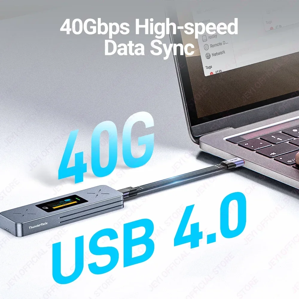 JEYI USB 4.0 FPC Cable, 40Gbps Data Transfer, 60W PD 8K HD Display USB-C Flat Cord for TB 4/3, MacBook, Laptop, Tablet