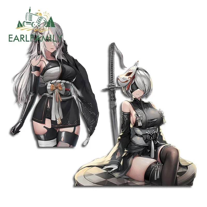 

EARLFAMILY 13cm for Nier 2B 2A Japanese Samurai Car Stickers Cartoon Creative Decals Vinyl Scratch-Proof Car Accessories Vehicle