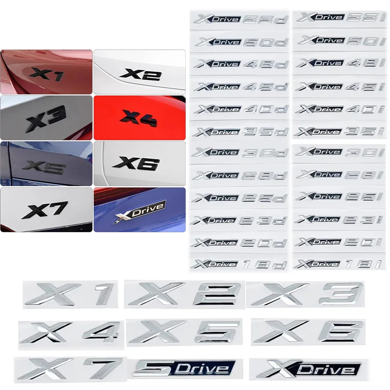 Xdrive 18d 20d 28d 30d 35d 40d 48d 50d 20i 25i 30i 40i 45i 50i para bmw x1 x3 x4 x5 x6 x7 carro fender emblema emblema adesivo tronco