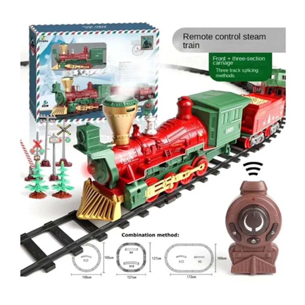 Elektrische Zug Spielzeug Fernbedienung Rauchen Lokomotive Schienen Montieren DIY Tracks Set Klassisches Spielzeug für Kinder RC Schiene Zug