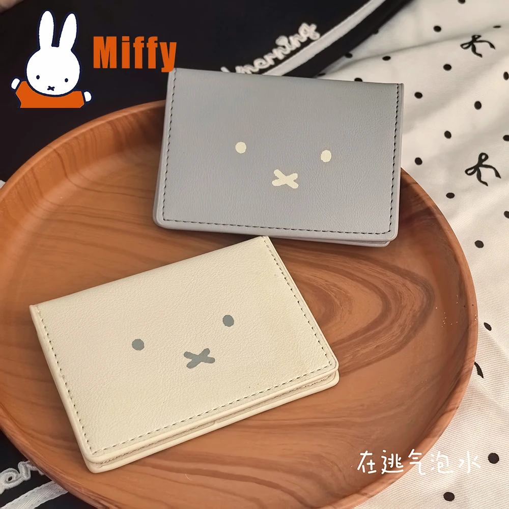 Kawaii Miffy Leder Anti-Entmagnetisierung Kartenhalter Niedliches Kaninchen Reisepass Geldbörse Campus Bus Reise Essential Accessoires Mädchen Geschenk