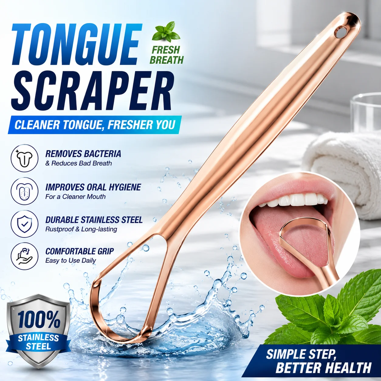 Open Type Tongue Scraper Stainless Steel Oral Tongue Cleaner Brush Cleaning Coated Tongue Toothbrush Oral Hygiene Care Tools
