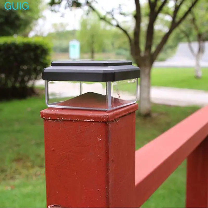 1/2/4PCS Solar Pillar Lights LED Square Fence Post Light Warm Lamp Outdoor Lighting Pillar Outdoor Solar Lamp for Garden view 5