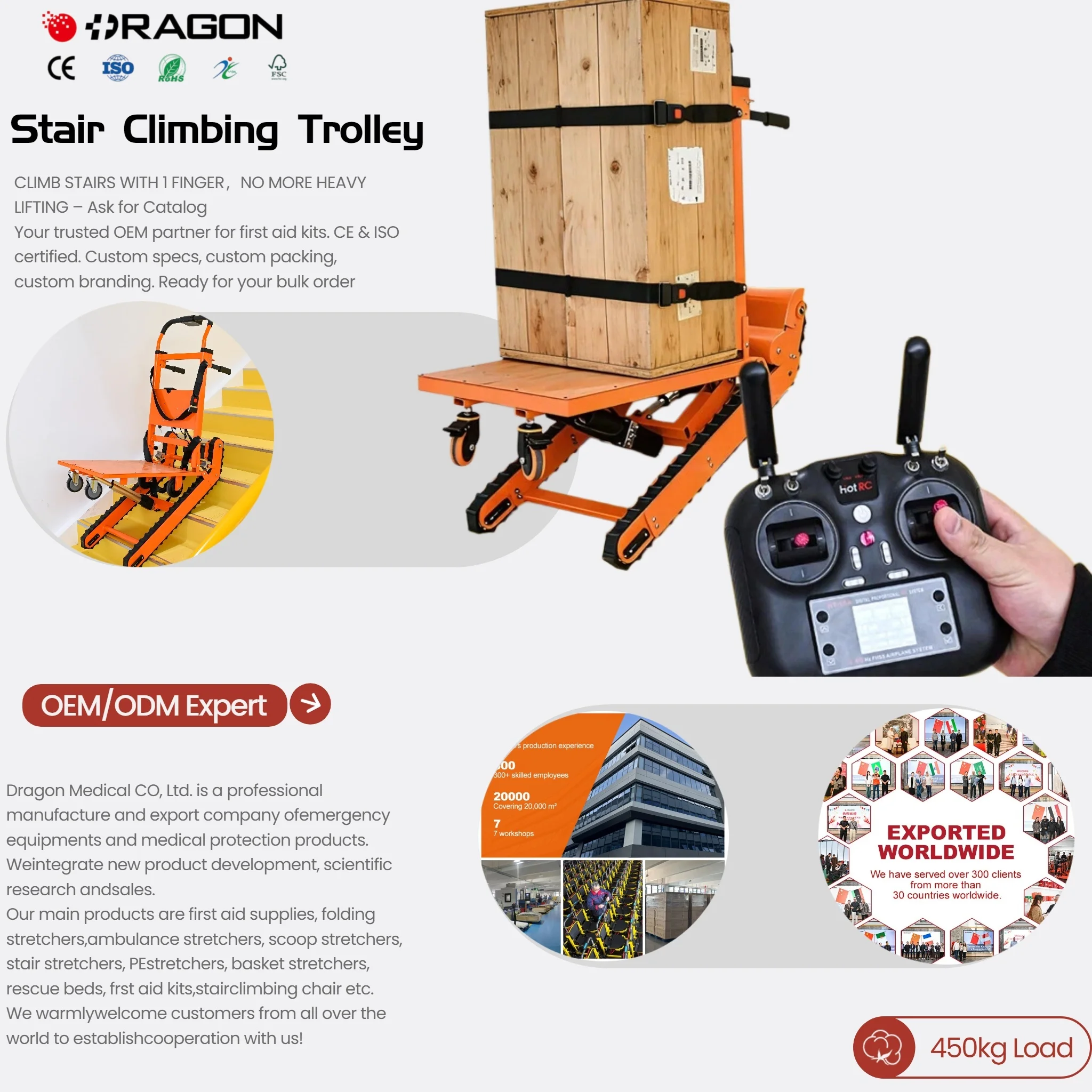 Smart Remote Control Electric Stair Climbing Robot Heavy Duty Tracked Chassis for Moving Heavy Cargo Warehouse Logistics