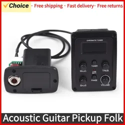 Acoustic Guitar Pickup EQ 4-Band Equalizer BASS/MIDDLE/TREBLE/PRES Pickup LCD for Folk Classical Guitar Accessories EQ-4T