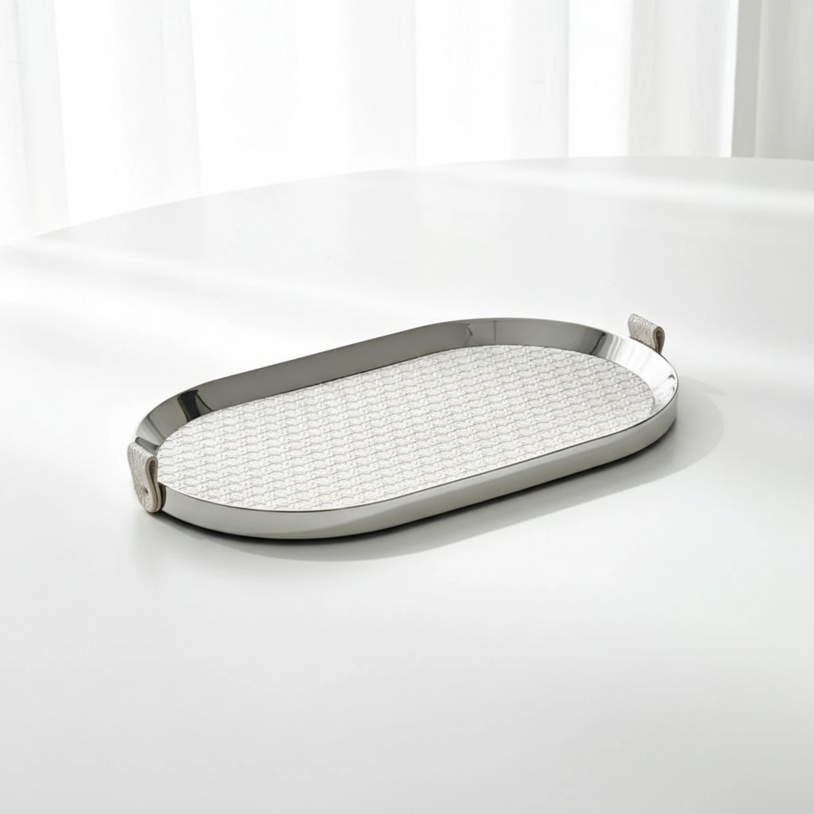 Stainless Steel Tray with Handles Mirror Finish Serving Tray with Handles Platter Sleek Minimalist for Coffee Table, Vanity