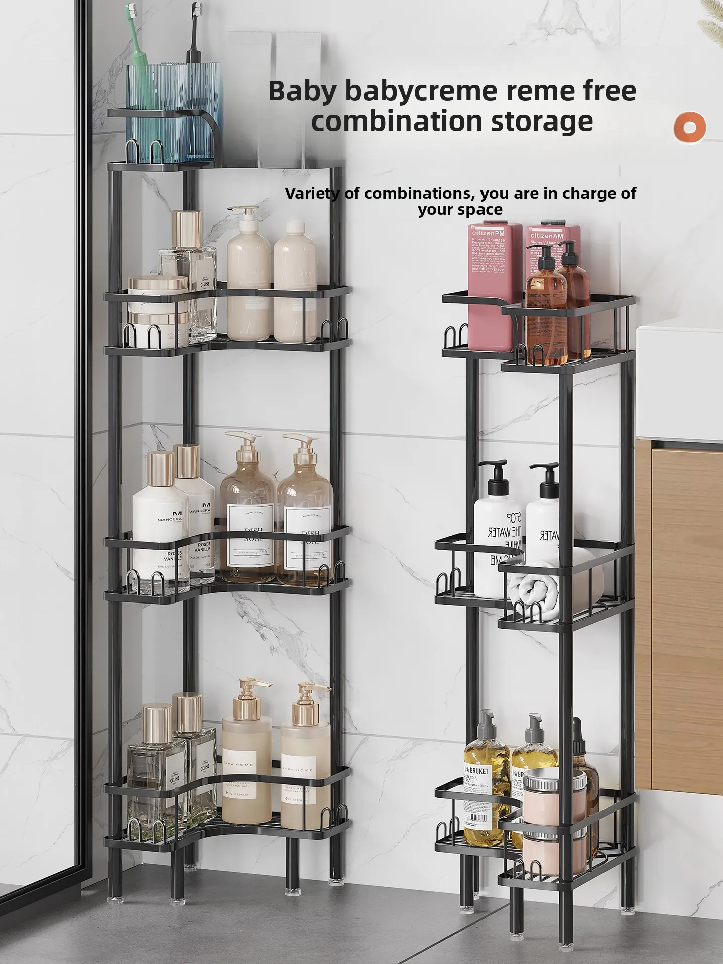 Bathroom Corner Storage Rack 3‑Tier Triangular Corner Organizer Multi‑Layer Shelf For Wash Sink Toilet Bathroom Corner Storage