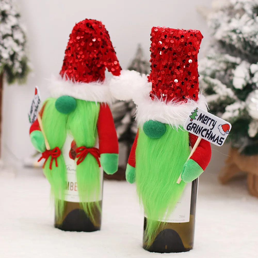 Wine Bottle Cover Dinner Table Supplies Cartoon Couple Greench Wine Bottle Holders for Party Wine Bottle Bag Christmas Decor