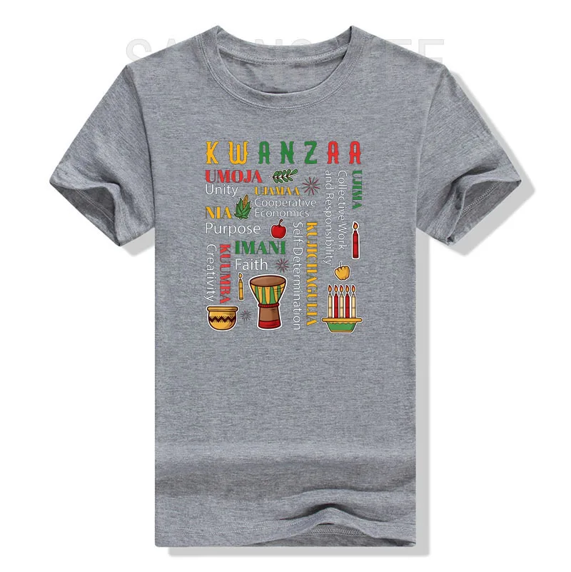 Happy Kwanzaa Drum Kinara Seven Candles Africa Celebration T-Shirt Christmas Kwanzaa Family Apparel Graphic Tee Tops Gifts