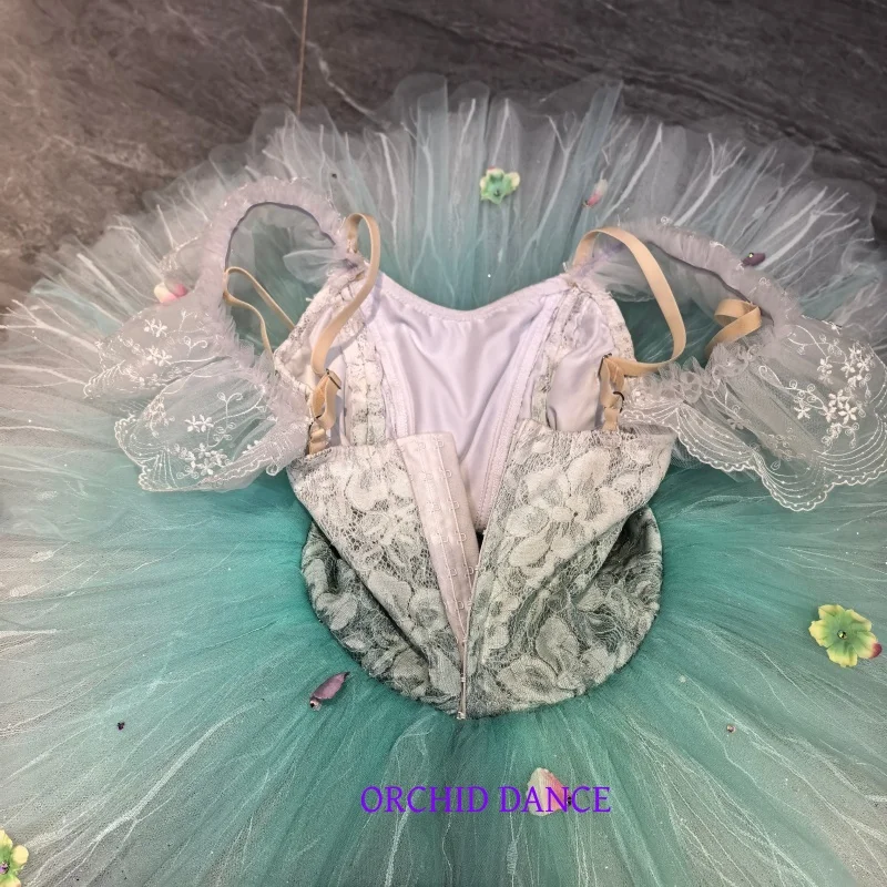 High quality fashionable beautiful unique design children girls women adult performance costume green purple ballet dress appare