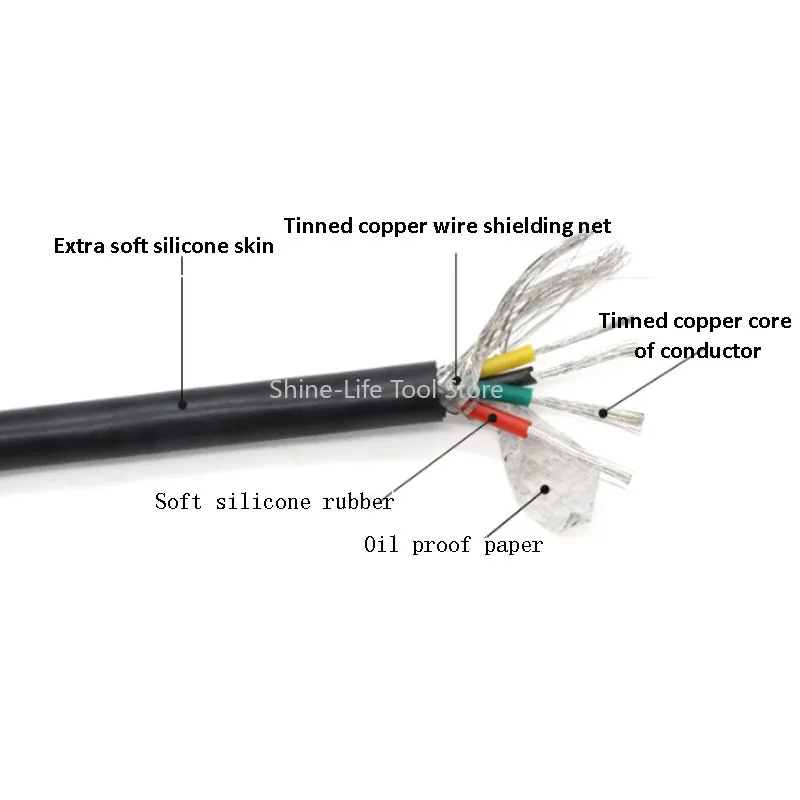 SL 2 3 4 6 Cores Soft Silicone Tinned Copper Shielded Cable Black anti-interference signal wire power cable High Temp Resistant