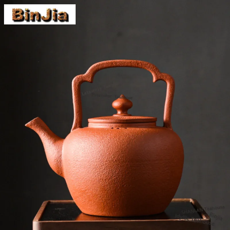 700ml Zhu Mud Loop-handled Boiling Water Kettle Large Capacity Tea Infuser Pot Healthy Tea Kettle Dahongpao Teaware Supplies
