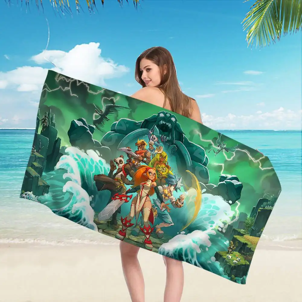Game W-Wakfu Cool Microfiber Printed Beach Towel Mountain Climbing Yoga Beach Swimming Running Absorbent Soft Towel