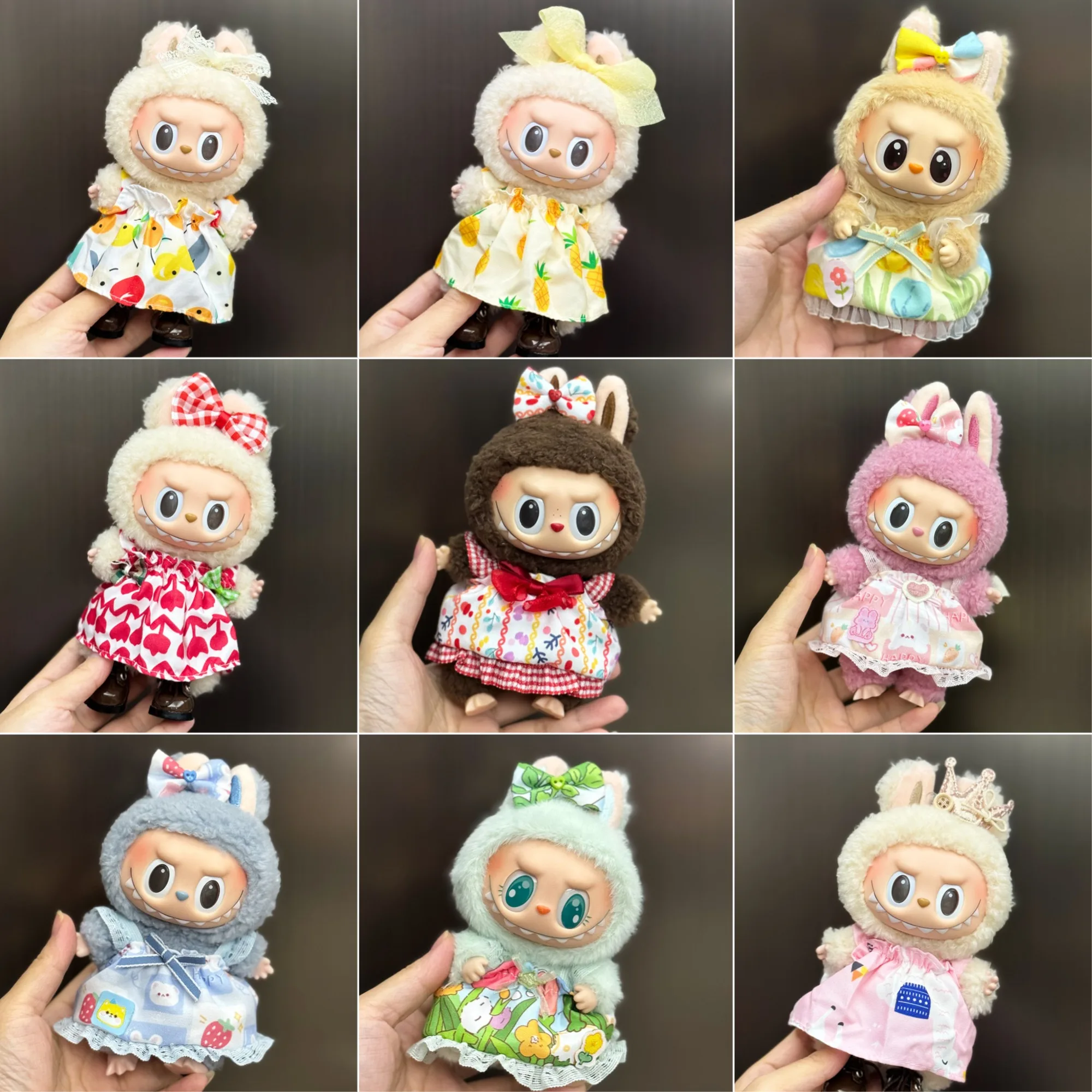 

Colorful Dress Overalls Collection For 15/17cm Adorable Labubu Dolls 1st-3rd Gen With Cute Fruit Prints Bunny Bows Pinafore