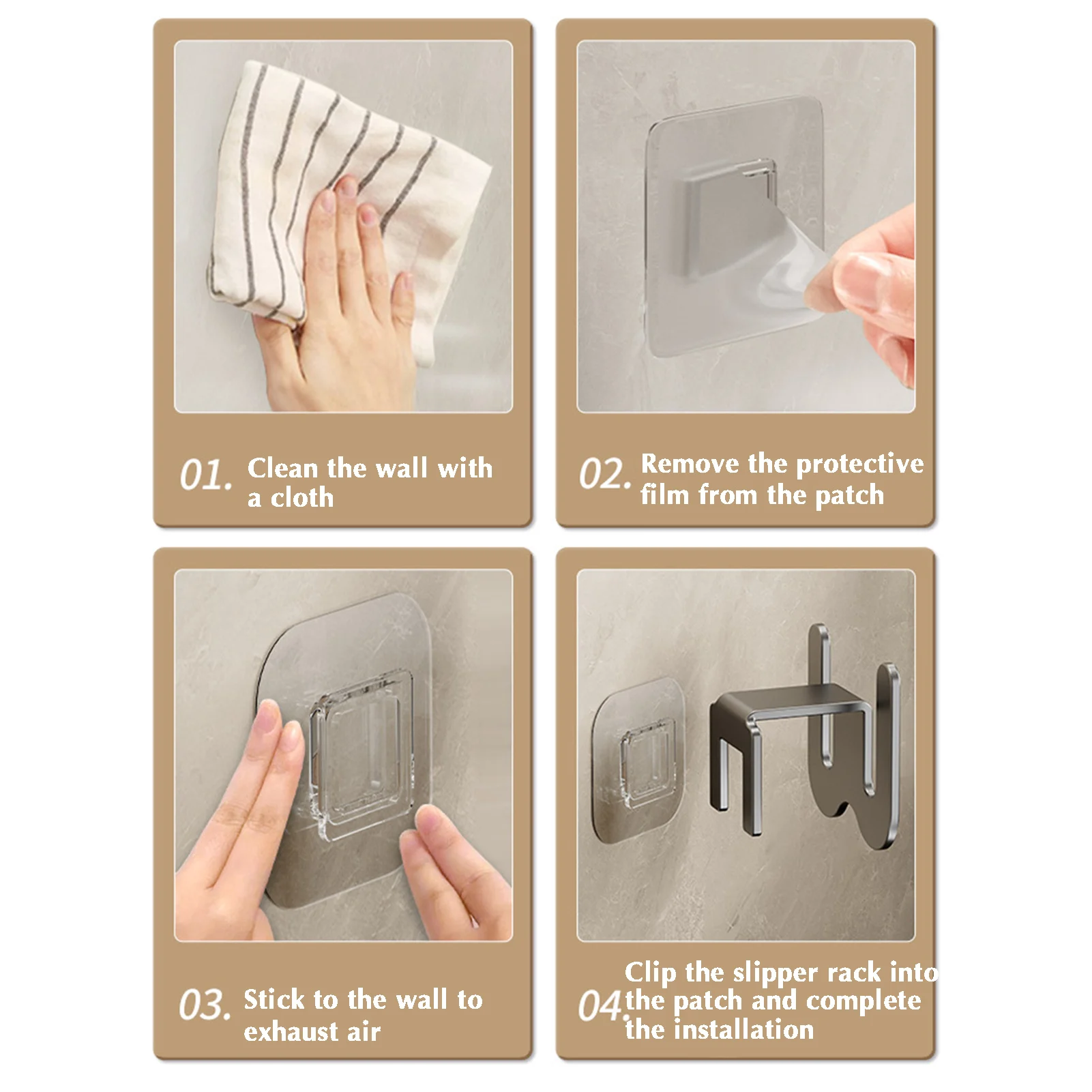 Wall Mounted Slipper Holder Self Adhesive Heavy Duty Slipper Holder for Bathroom Bedroom Dorms
