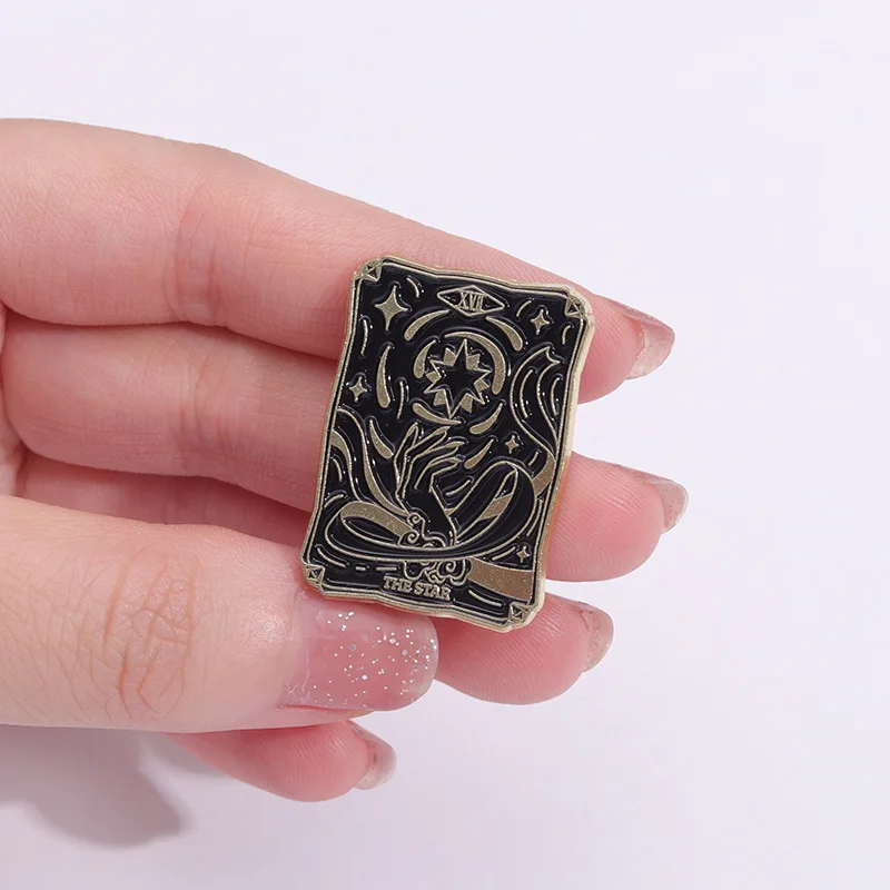 New Creative Geometry Tarot Brand Brooch Bow and Arrow Inverted Pendant Black Hot Selling Poker Enamel Pins Gifts For Friends