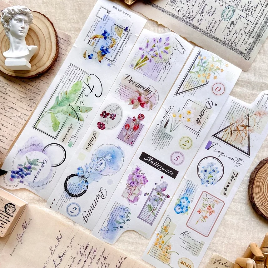 

Xing Studio Background PET Washi Tape Die-Cut Notes on Old Dreams, Decorative Stickers for Journaling, Scrap