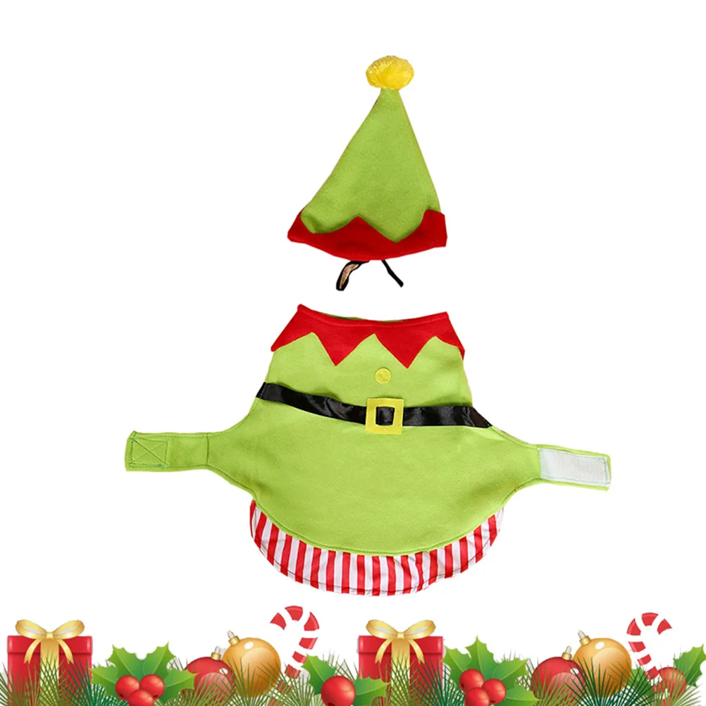 

2 Pcs Coat Christmas Party Puppy Apparels Pet Dog Clothes Clothing Costume and Hat