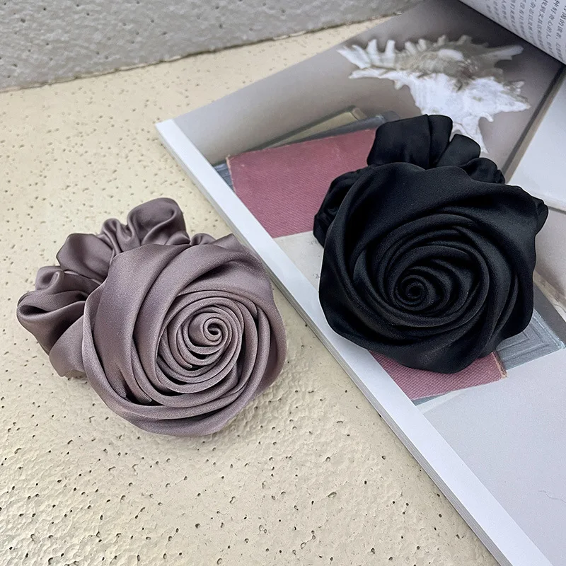 Statement Fashion Ribbon Rose Hair Jewelry Accessories For Female Personality New Big Grey Black