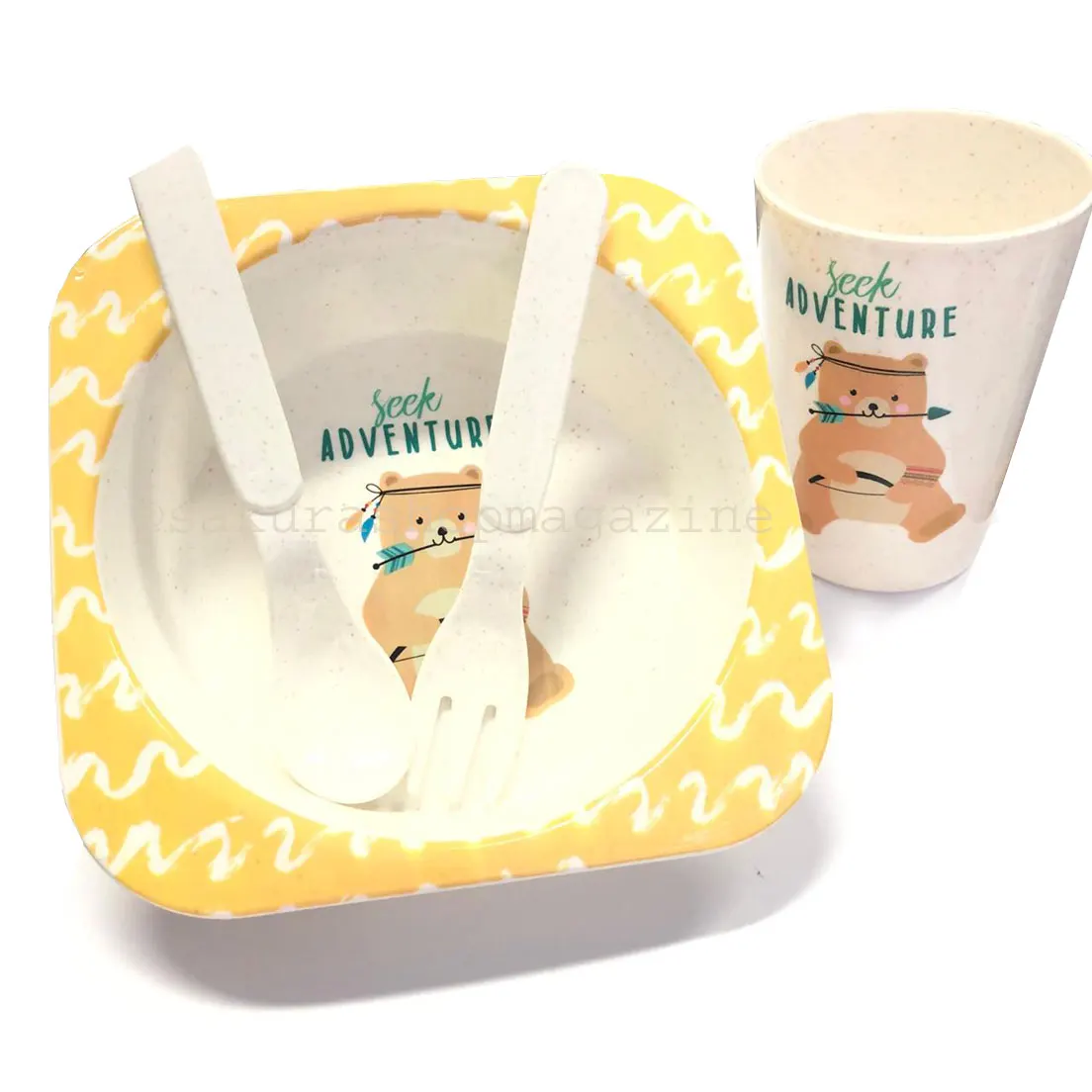 Animal Adventure Yellow Bear Baby Meal Feeding Kit