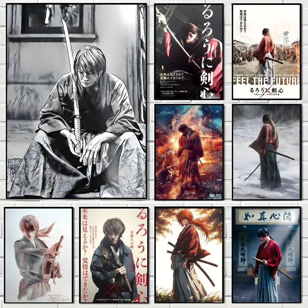 Movies L-Langke Sword Heart RUROUNI KENSHIN Poster Aesthetic Wall Art Canvas Poster Room Decoration Items Bedroom Decor