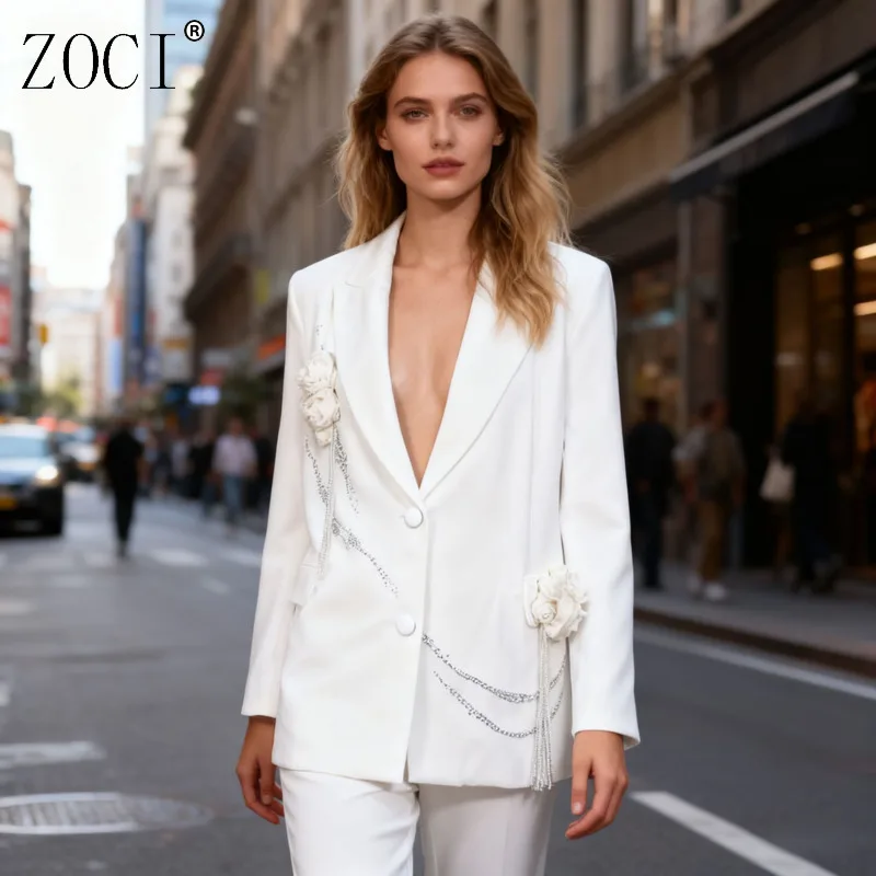 

ZOCI женские пиджаки в стиле пэчворк с цветочным принтом, уникальный дизайн, элегантные пиджаки, пальто с длинными рукавами для женщин, офисные женские топы, новинка 2023 года