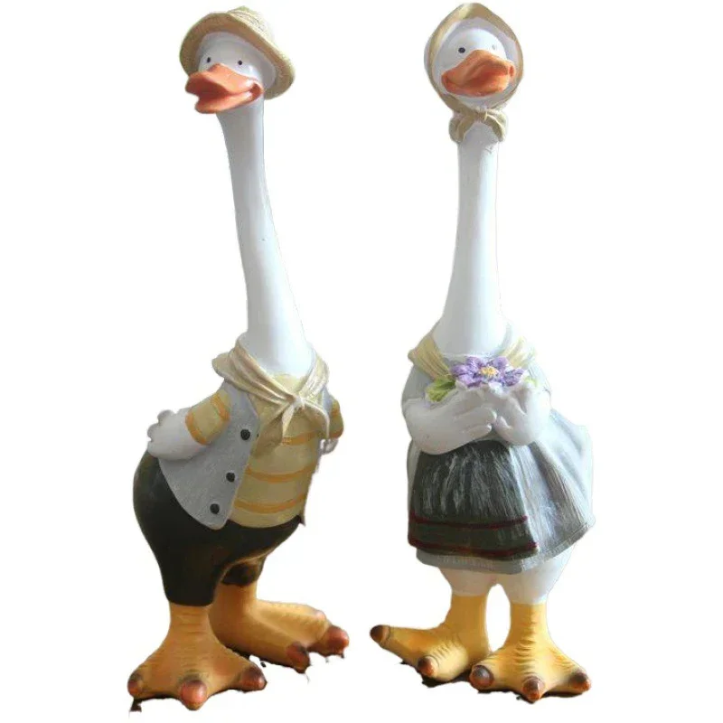 Garden Statue Resin Duck Craft Figurines Duck Family Member Courtyard Ornaments Artwork Animal Sculptures Modern Home Decor