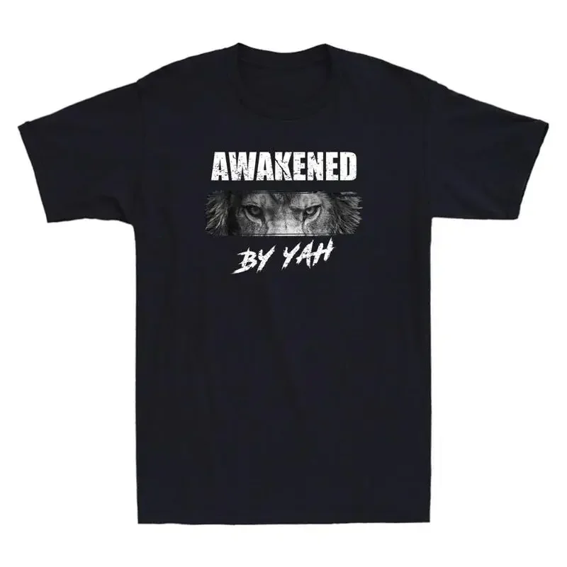 Awakened By Yah Hebrew Israelite Lion of Judah Funny Jesus Vintage Men's T Shirt